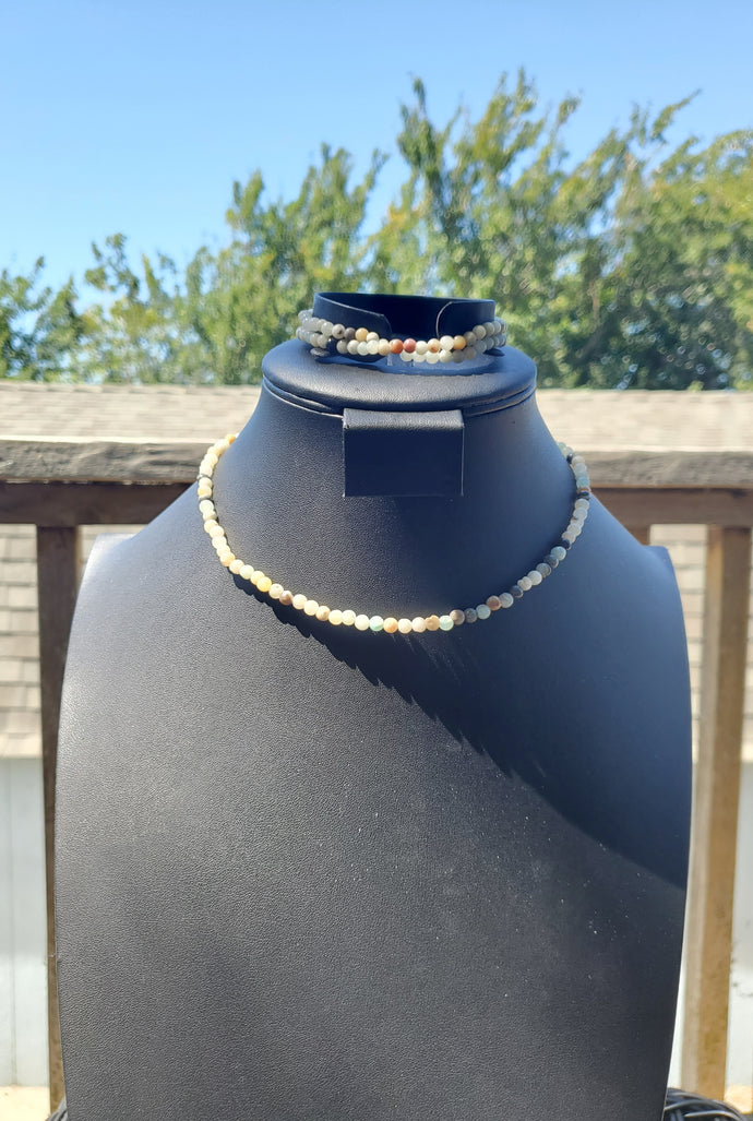 4mm Aragonite Double Wrap Bracelet/Necklace