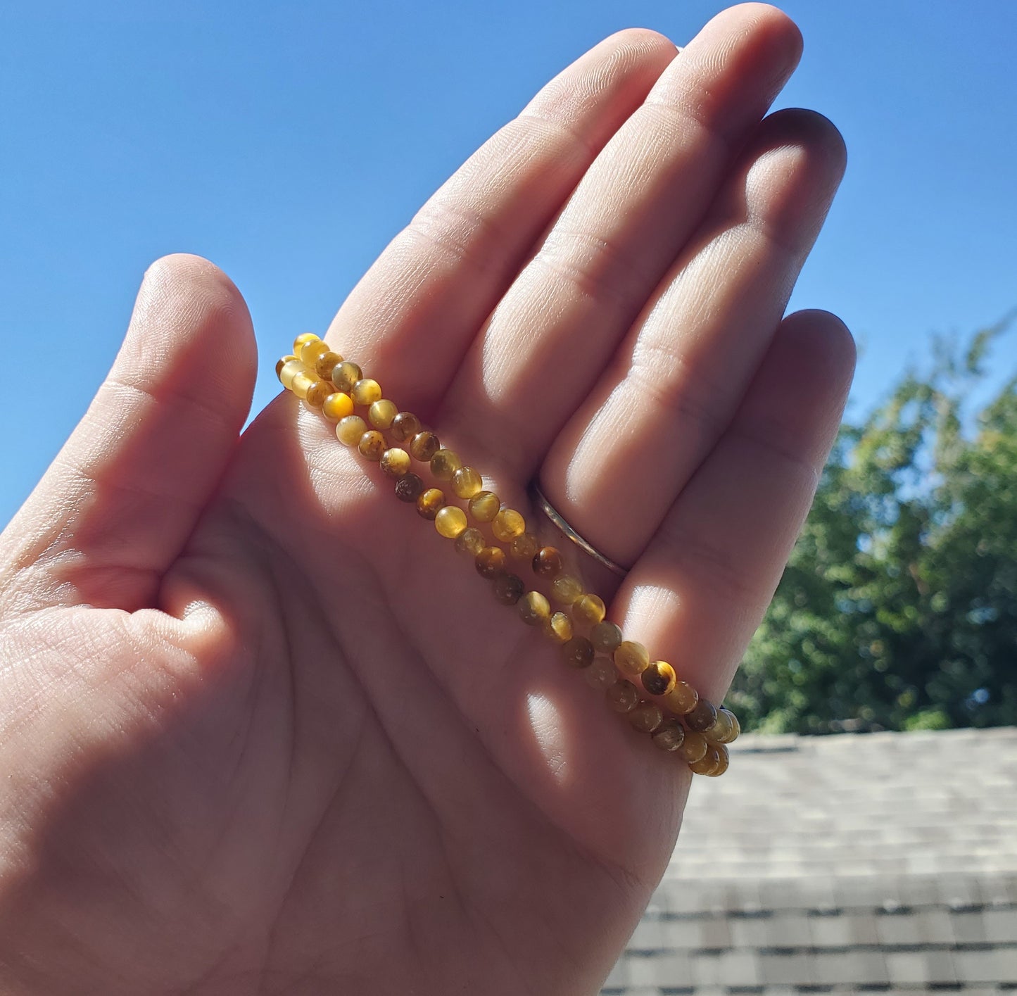 4mm Yellow Tiger Eye Double Wrap Bracelet/Necklace