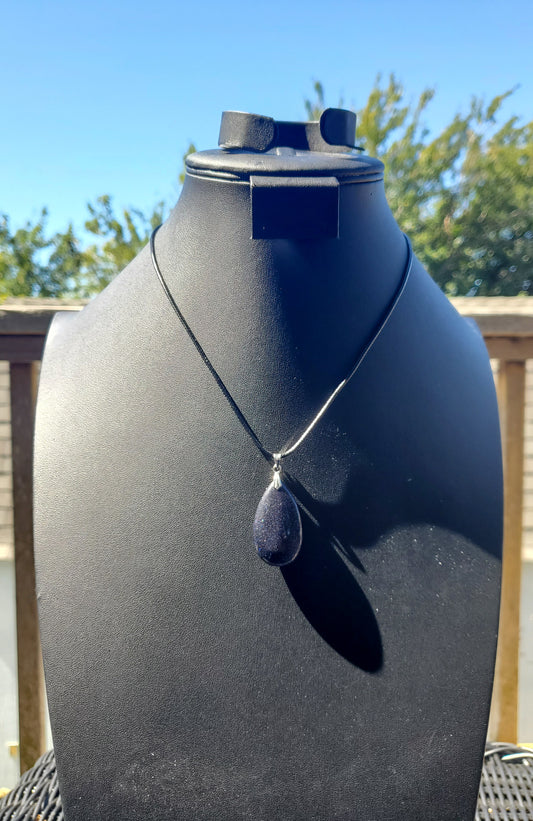 Blue Sandstone Teardrop Necklace