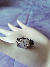 Load image into Gallery viewer, Moonstone with Black Tourmaline Ring
